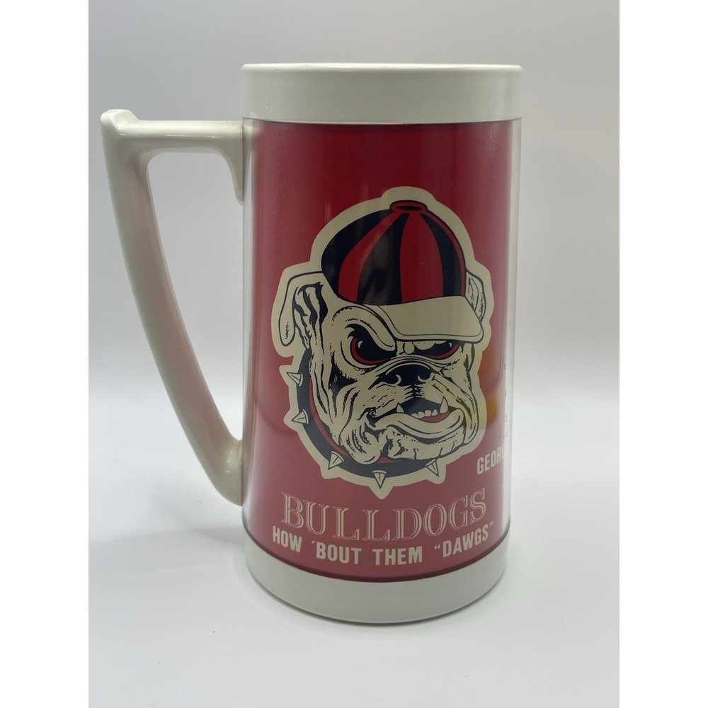 Vintage Georgia Bulldogs Plastic Beer Drink Mug Thermo Serv DAWGS Logo  USA
